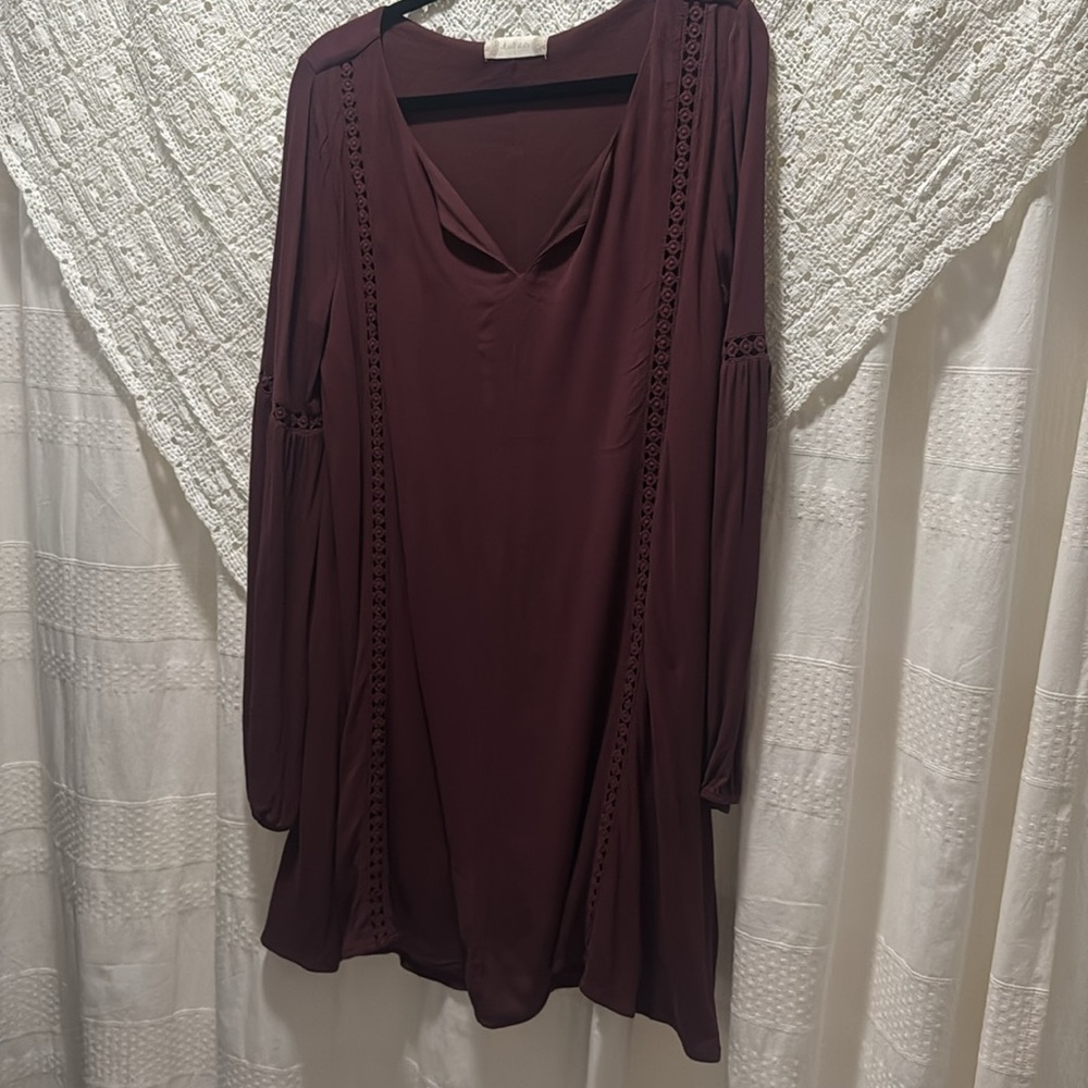 Altar’d State Elegant Plum Long Sleeve Dress - Picture 7 of 7